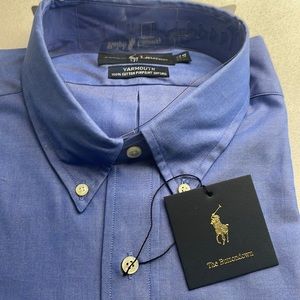 Men’s Ralph Lauren blue button down yarmouth  pinpoint Oxford long sleeve